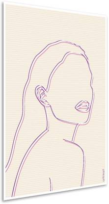 Minimal Digital Art Print Poster for Living Room and Office - Lined Face -Photographic Paper (12inchx18 inch, Unframed) Photographic Paper