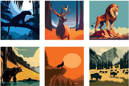 Animal Themed Aesthetic Wall Poster/ Wall Sticker for Decoration Of Kids Room and Class Room, Unframed, Paper Print