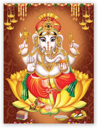 Hindu God Ganpati Ji With Mushak Raj Digital Photo Poster With Uv Textured 0293 Fine Art Print