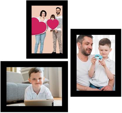 Memory Wall Collage Photo Frame - Set of 3 Photo Frames for 1 Photo of 5"x7" and 2 Photos of 6"x8" Canvas Art