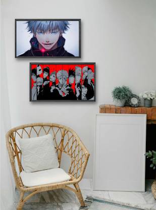 VIRGIN ARTS | GOJO SATORU & ALL MAIN CHARACTERS ( DIGITAL ART ) - (96) | FROM JUJUTSU KAISEN | ANIME | 300 GSM A4 FRAMED POSTER FOR WALL Photographic Paper