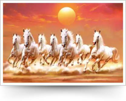 Vastu Seven Running Horses Paper Poster Paper Print