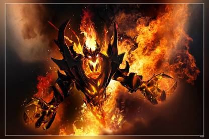 Dota 'S Heroes Fire Hero Video Game Matte Finish Poster P-9529 Paper Print