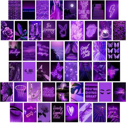 Purple Photo Wall Collage Kit Aesthetic Pictures, Wall Decor for Bedroom, Room Decor for Teen Girls, Trendy, 50PCS 4x6 INCH With Double Sided Tissue Tape Fine Art Print