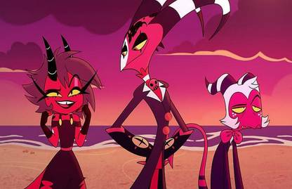 helluva boss millie hazbin hotel moxxie hazbin hotel blitzo hazbin hotel beach Paper Print
