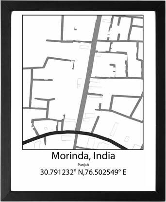 Morinda, India,Punjab,India UNFRAMED Minimalist Map Line Art Print Poster Wall Office Home Hometown Housewarming Decor Enhanced Paper Poster Paper Print