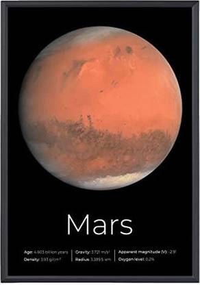 Mars - Poster - 21x29.7 cm - A4 - With Frame - Multicolor Paper Print