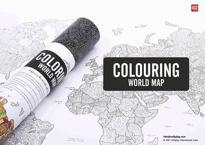 Colouring World Map Geography Colouring Adult Colouring Wall Poster Party Activity Home Décor Painting Gifts Paper Print