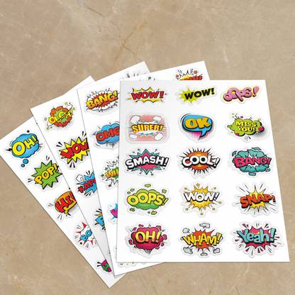 Speech Bubble Cut out Stickers for Multipurpose use (Set of 60 Stickers in 4 Sheets) Fine Art Print