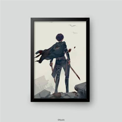 Eren Yeager Photo Frame for Home Decor | Premium Quality Print with Gloss Finish Frame 10x13.5 Inches | Photographic Paper
