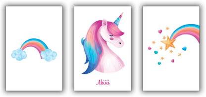 Ahiiii Magical Unicorn Paintings / Posters for girls Paper Print