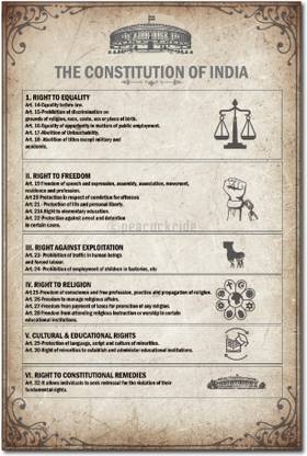 Preamble I The Constitution of India I Fundamental Rights of India I Wall Poster A4 Fine Art Print