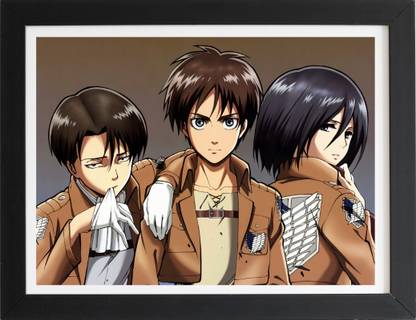 Eren x Levi x Mikasa | Attack on titan Framed Poster | Anime Framed Poster | Landscape Paper Print
