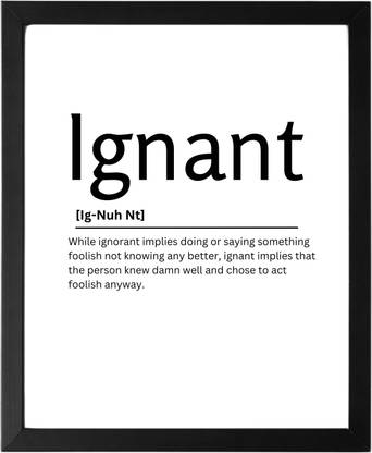 Ignant 9.5 X 11.5 UNFRAMED Dictionary Definition Art Print Poster Wall Office Home Decor Minimalist Funny Quote Meaning Enhanced Paper Poster Paper Print