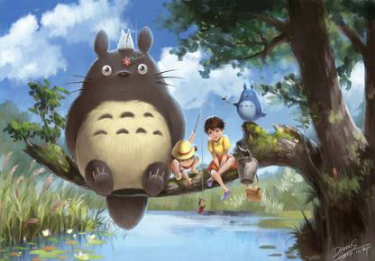 Tonari No Totoro Studio Ghibli Totoro Chibi Totoro Kusakabe Me Matte Finish Poster Paper Print