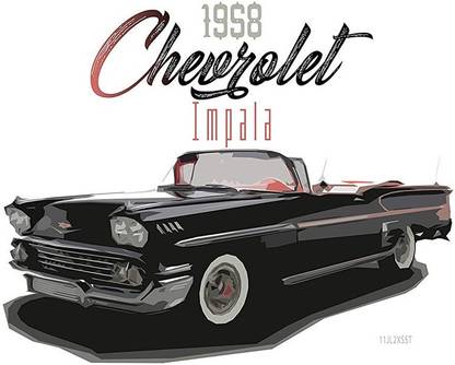 Poster Chevrolet Impala Chevrolet Car Artistic Vintage Car Digital Art Retro Classic sl-9554 (Large Poster, 36x24 Inch, Banner Media Print, Multicolor) Fine Art Print