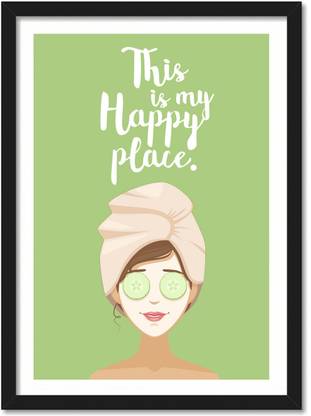 This Is My Happy Place Framed Poster, multicolour (10inch x 13inch, Framed) For Room Office Wall Paper Print For Spa, Saloon Paper Print