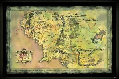 The Lord Of The Rings Middle Earth Map Middle Earth Map Matte Finish Poster P-7759 Paper Print