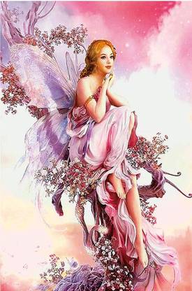 C Zone_ Diamond Beads Painting PINK FAIRY Butterfly Amazing Poster for Wall Beautiful Poster for Home and Office Decorative Poster (12 x 18 inch) _0045 Paper Print