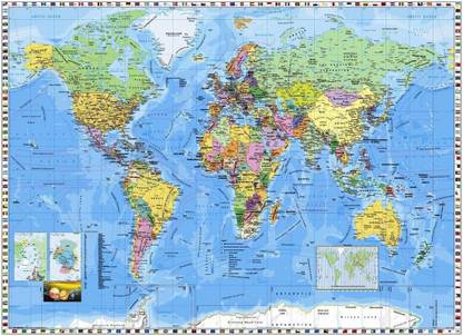 world map wallpaper.gif on quality paper 13x19 Paper Print