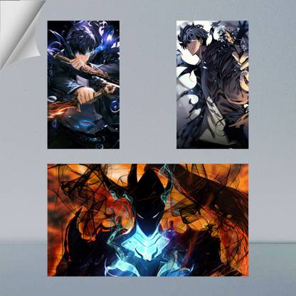 VIRGIN ARTS | COMBO SET OF SHADOW IGRIS AND SUNG JIN WOO MANGA EDIT FRAME | ANIME | SET OF 2 A4 AND 1 A3 300 GSM FRAMED POSTER FOR WALL Photographic Paper