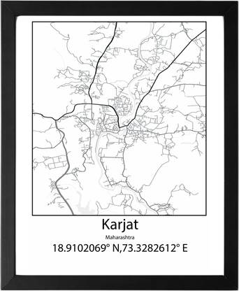 Karjat,Maharashtra,India UNFRAMED Minimalist Map Line Art Print Poster Wall Office Home Hometown Housewarming Decor Enhanced Paper Poster Paper Print