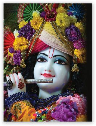 Beautiful Hindu Shri Krishna Photo Poster With Uv Textured Size “24 X 18" Inches Fine Art Print