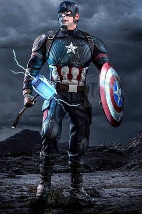 Captain America Poster |Captain America Posters for Room | Superhero Captain America Posters | Unframed | With Self Adhesive Tape Paper Print