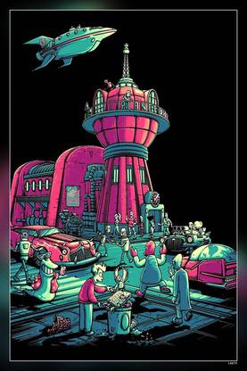 Black Futurama Artwork Tv Series Matte Finish Poster Paper Print