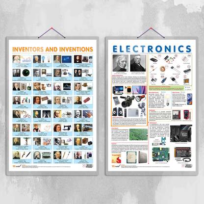 ELECTRONIC and INVENTORS AND INVENTIONS Chart | Combo of 2 Charts | Electronic Discoveries and Inventors Paper Print