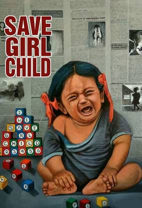 Poster Save Girl Child sl-10136 (Wall Poster, 13x19 Inch, Matte Paper, Multicolor) Fine Art Print