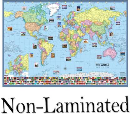 World Map Wall Chart With Flags of Country, Size : 40"x28" inch (100x70 cm) Bottom of Map Shows Flag of Country More Than 190+. Updated 1 January 2020. Paper Print