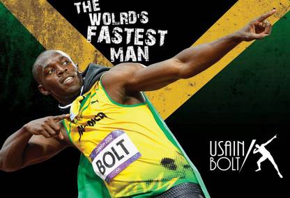 Poster Usain Bolt World Fastest Man sl-10241 (Wall Poster, 13x19 Inch, Matte Paper, Multicolor) Fine Art Print