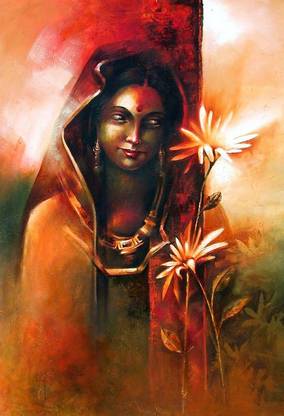 Poster Painting Of Indian Village Large Poster sl-9021 (Large Print, 36x24 Inches, Banner Media, Multicolor) Fine Art Print