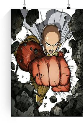 Saitama Kick One Punch Man Poster | One Punch Man Saitama Kick Anime Poster | Wall Poster Saitama Kick One Punch Man Paper Print