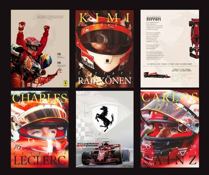 F1 Ferrari Poster Collage || A4 Size Photo Paper Poster Photographic Paper