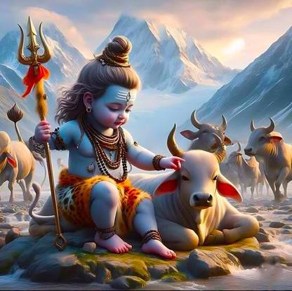 mahadev cartoon deepart9860747 Multicolour, Printed, 12 x 18 Inch Paper Print
