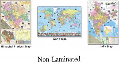 INDIA, WORLD AND HIMACHAL PRADESH MAP. Size : 100x70 Centimeter (40"x28" inch). With Important Fact and Figure. Ideal Map For Aspirant of UPSC , PCS , SSC , RAILWAY Exam and Other Competitive Exam. Updated Map Paper Print
