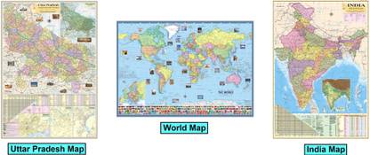 India, World and Uttar Pradesh Map. Size : 100x70 Centimeter (40"x28" inch). With Important Fact and Figure. Ideal Map For Aspirant of UPSC , PCS , SSC , RAILWAY Exam and Other Competitive Exam. Updated Map. Paper Print