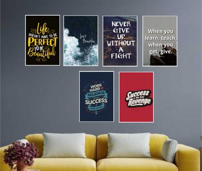 Motivational quotes posters | inspirational quotes posters | quotes posters for company quotes posters for Room Pack of 6 set (13 x 19 In, Rolled) Glossy Gumming Photographic Paper