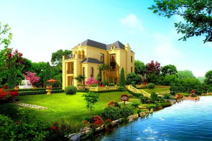 House With Beautiful Nature Paper Poster ( Poster 12X18 Inch Rolled ) Paper Poster Paper Print Paper Print