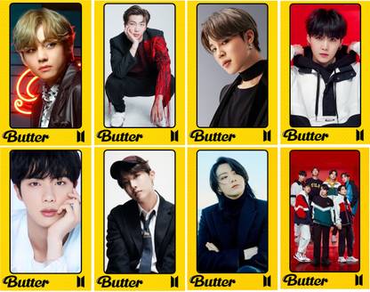 BTS | BUTTER 3mm Thick Glossy Hard Photo cards (set of 8) Canvas Art