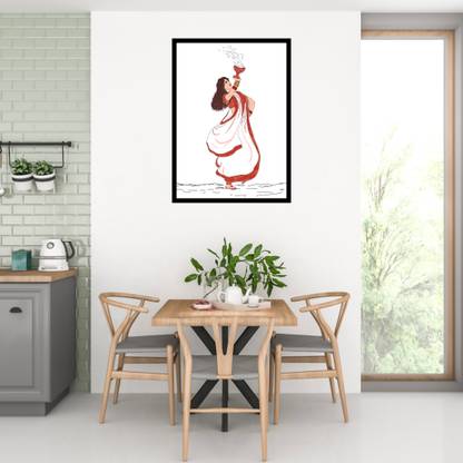 Happy doki Dhanuchi Dance Form Digital Reprint 23.4 inch x 16.5 inch Painting