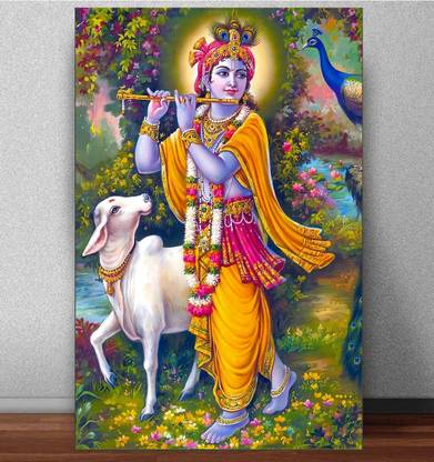 Lord Shri Krishna Sudarshan Chakra Poster for Room Paper Print
