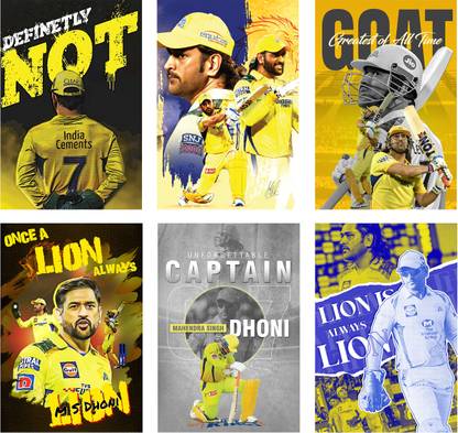 MS Dhoni A4 Wall Posters Pack of 6 Fine Art Print