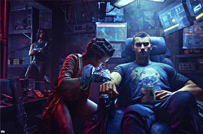 Cyberpunk 2077 V and Ripperdoc Poster 18 x 12 inch 300 GSM Paper Print
