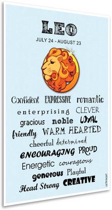 Poster Astrology with Quote-Leo Traits-Paper Fine Art Print