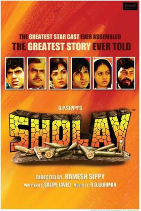 Poster Sholay Movie Bollywood Sl-16359 (Wall Poster, 13x19 Inches, Matt Paper) Fine Art Print