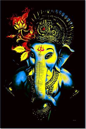 Lord Ganesha Posters for Wall (12 x 18 inch), Ganesh Ji Wall Poster, God Ganpati Poster, Ganesh Wall Decor Items, Religious Posters, Hindu Posters Paper Print