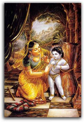 MAA YASHODA PANISHMENT OF LOR KRISHNA Fine Art Print
